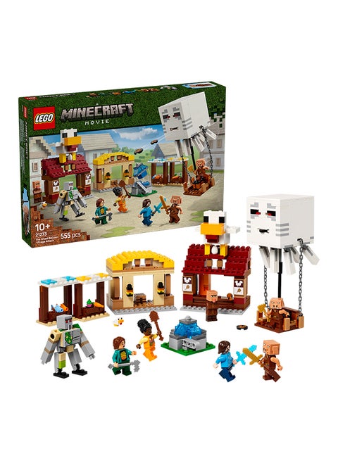 Minecraft The Ghast Balloon Village Attack - Building Toy incl. Steve's House, Exploding Fountain Function, 4 Minifigures & an Iron Golem Figure - Collectible Movie Set for Boys, Ages 10+ - 21273 (555 pieces)