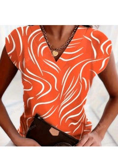 Women's Casual SHEIN Minimalist Line Print V-Neck Shirt, Spring/Summer