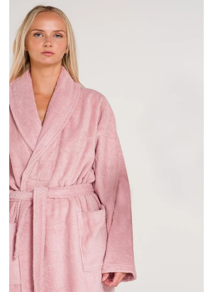 Cotenconcept Plain and Cotton Shawl Collar Women's Bathrobe