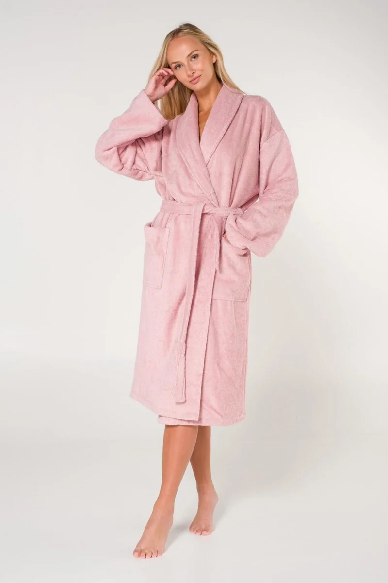 كوتن كونسيبت Plain and Cotton Shawl Collar Women's Bathrobe