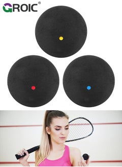 GROIC 3 Pcs 37mm Single Dot Squash Balls, Slow-Medium-Fast Single Dot Squash Ball, Rubber High Elastic Squash Racket Balls for Beginner Competition Training Professional Design Squash Ball Easy to Carry  - Image 1