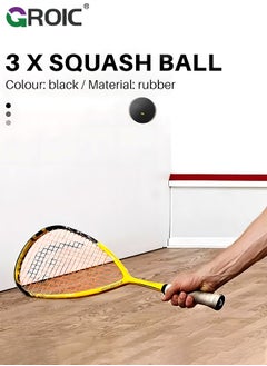 GROIC 3 Pcs 37mm Single Dot Squash Balls, Slow-Medium-Fast Single Dot Squash Ball, Rubber High Elastic Squash Racket Balls for Beginner Competition Training Professional Design Squash Ball Easy to Carry  - Image 3