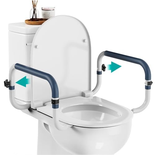 PELEGON Toilet Safety Rails (250lb) - Adjustable Toilet Safety Rails, Toilet Bar for Elderly Adults, Toilets Rails for Seniors, Toilet Seat with Handles for Elderly & Disabled-Easy Installation-2 Pack - Image 1