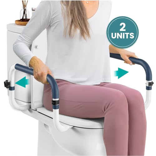 PELEGON Toilet Safety Rails (250lb) - Adjustable Toilet Safety Rails, Toilet Bar for Elderly Adults, Toilets Rails for Seniors, Toilet Seat with Handles for Elderly & Disabled-Easy Installation-2 Pack - Image 2
