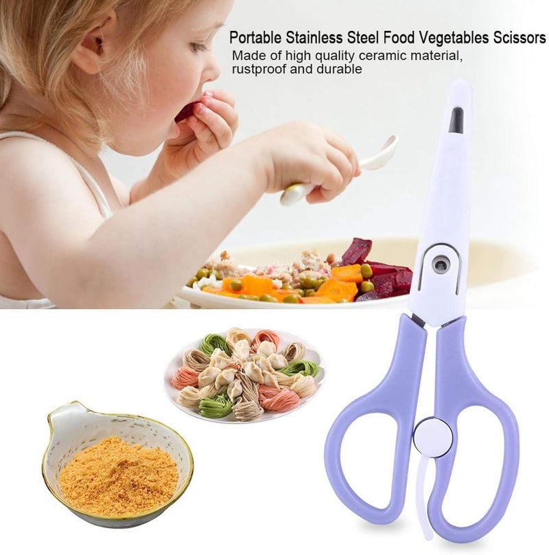 Yinhing Baby Food Scissors Baby Food ScissorsPortable Stainless Steel Scissor Children Safety Food Cutter with Cover for Baby Infant Complementary Food - Image 3