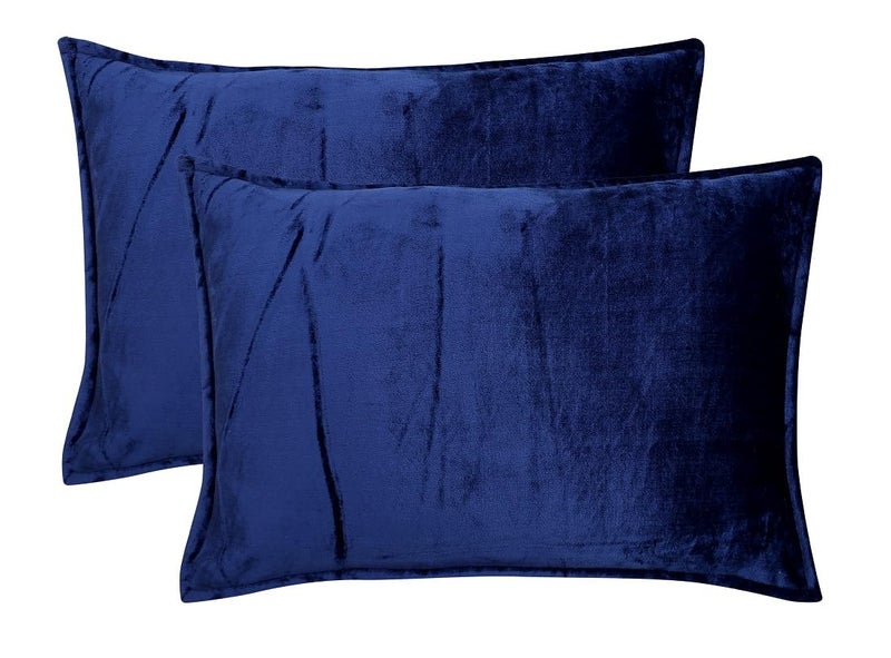RD TREND 250 GSM Flannel Warm Elastic Fitted Bedsheets for Winter, King Size (78x72x8 Inch), 2 Pillow Covers (18x28 Inch) (Navy Blue, King) - Image 3