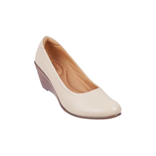 Mochi Women Beige Wedge Heel Pump/Formal Shoes UK/7 EU/40 (31-335) - Image 3