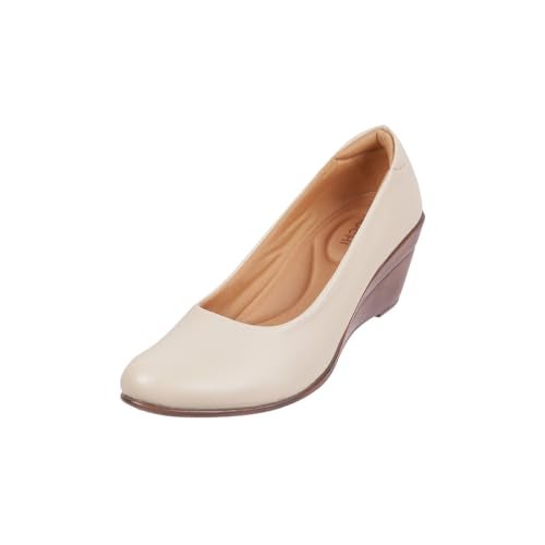 Mochi Women Beige Wedge Heel Pump/Formal Shoes UK/7 EU/40 (31-335) - Image 1
