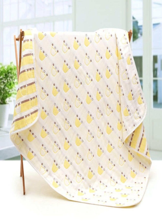 MumsLap Baby Muslin Blanket For Newborn | 6 Layer Gauze Cotton | Soft Swaddle Wrap Blanket/Quilt/Bath Towel/Nursing Cover/Crib Blankets For Boys And Girls (Yellow Crown), 200 tc - Image 1