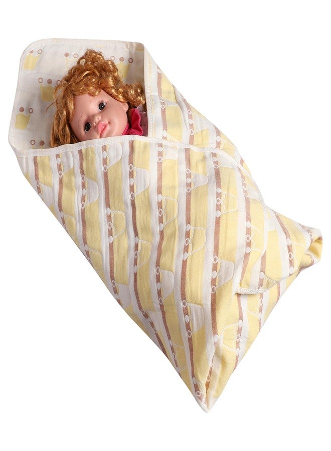 MumsLap Baby Muslin Blanket For Newborn | 6 Layer Gauze Cotton | Soft Swaddle Wrap Blanket/Quilt/Bath Towel/Nursing Cover/Crib Blankets For Boys And Girls (Yellow Crown), 200 tc - Image 5