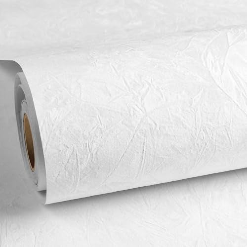 ReWallpaper Textured Velvet Fabric Wallpaper Peel and Stick White Velvet Contact Paper for Dresser Shelf Liner 175inX23ft Modern White Wall Paper for Bedroom Kitchen Cabinets Self Adhesive Felt Roll - Image 1