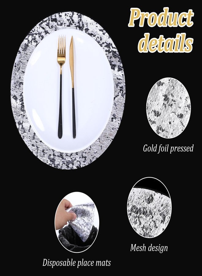 WJIAAA Silver Placemats Set of 12, Round 13 Inch Metallic Foil Mesh Table Decor for Party Wedding Christmas Thanksgiving Valentine(Silver) - Image 3