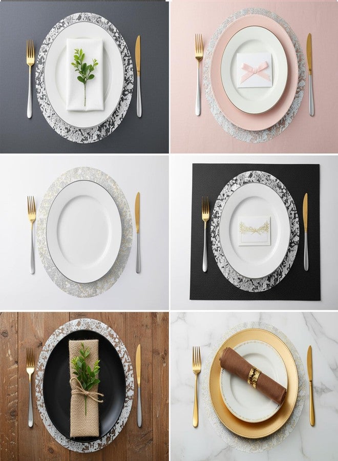 WJIAAA Silver Placemats Set of 12, Round 13 Inch Metallic Foil Mesh Table Decor for Party Wedding Christmas Thanksgiving Valentine(Silver) - Image 5