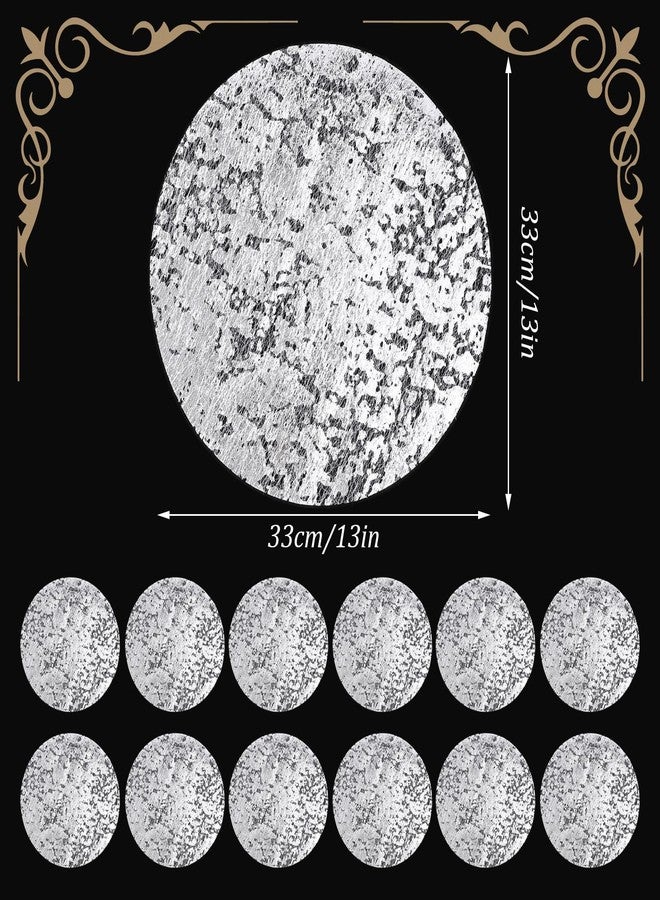 WJIAAA Silver Placemats Set of 12, Round 13 Inch Metallic Foil Mesh Table Decor for Party Wedding Christmas Thanksgiving Valentine(Silver) - Image 2