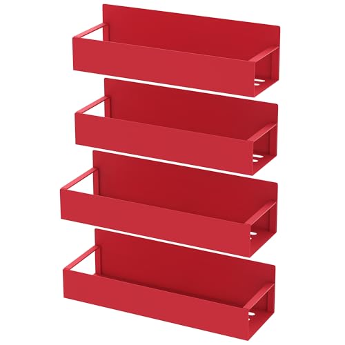 HuggieGems 4 Pack Magnetic Spice Storage Rack Organizer for Refrigerator and Oven, Red Fridge Organizers and Storage - Image 5