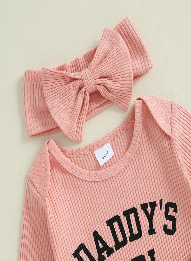 Muspeczenith Newborn Baby Girl Clothes Daddys Girl Long Sleeve Romper Jumpsuit with Headband Preemie Coming Home Outfit - Image 5