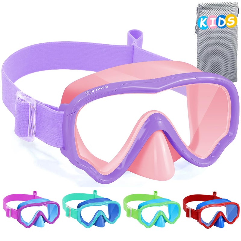 Vvinca Kids Swim Goggles with Nose Cover, Snorkel Diving Mask Fabric Strap Anti Fog Anti Shattered Lens Goggles for Kids 3-15 - Image 1