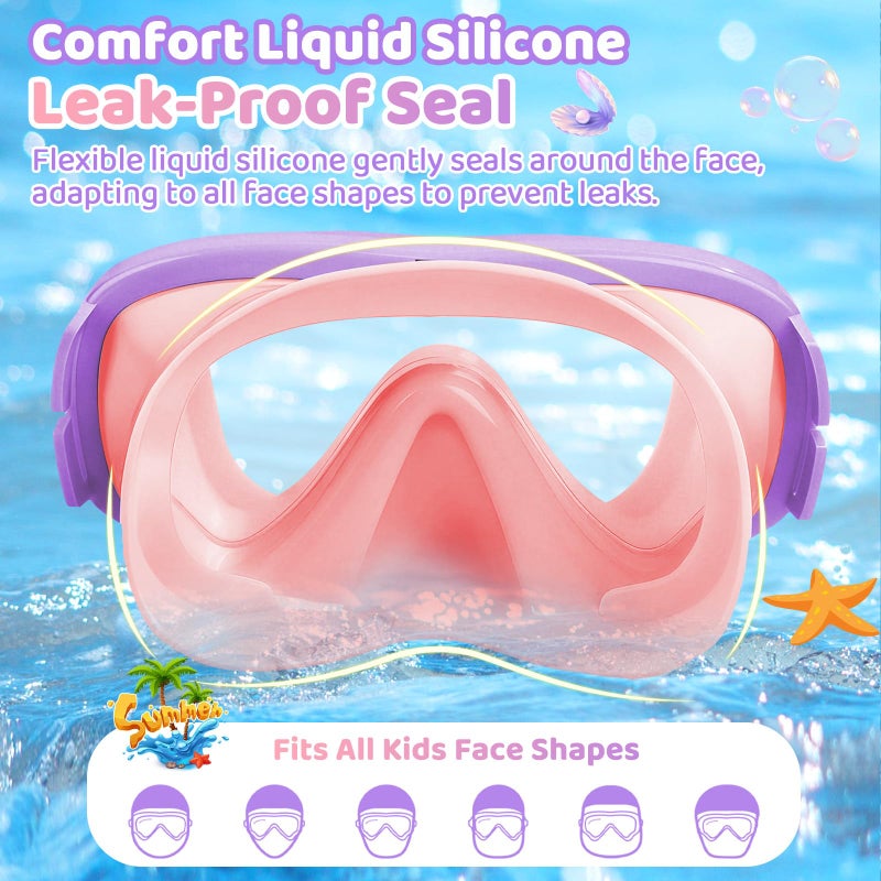 Vvinca Kids Swim Goggles with Nose Cover, Snorkel Diving Mask Fabric Strap Anti Fog Anti Shattered Lens Goggles for Kids 3-15 - Image 5