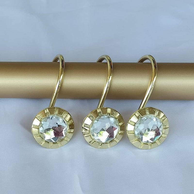 USonline911 PLESIU Gold Shower Curtain Rings Hooks Rustproof Set of 12