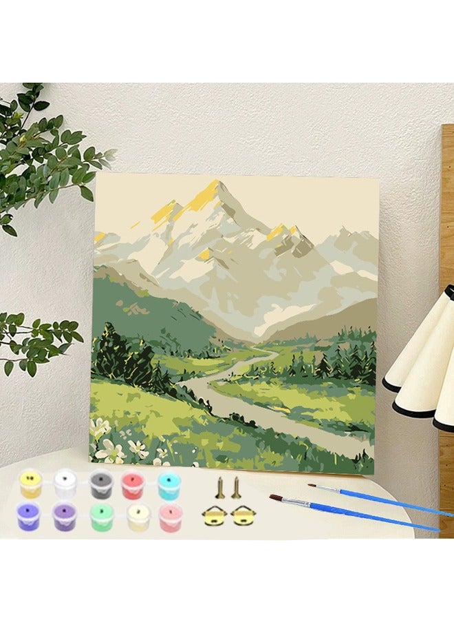 Children's Digital Painting Framed Oil Painting Set Natural Scenery Canvas Diy Art Coloring Board Wall Home Decoration Non-Toxic And Harmless Easy To Color For Beginners, Children 20x20 Cm  - Image 1