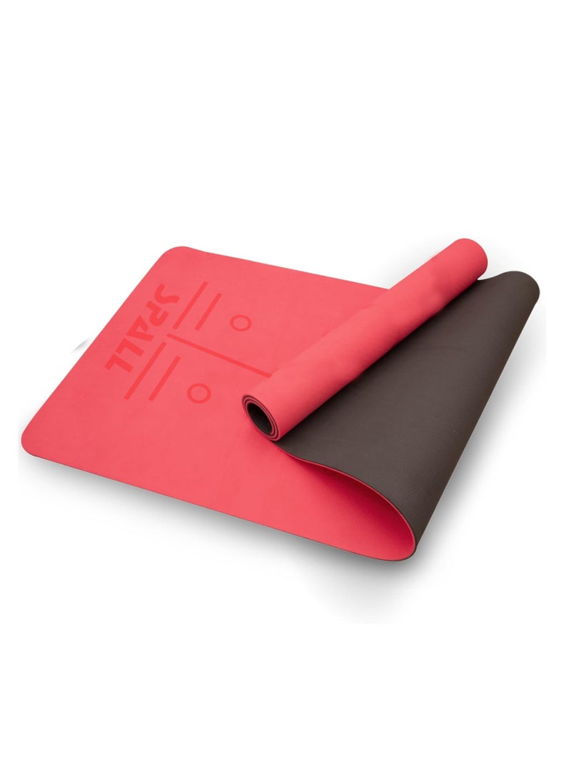 سبال بساط اليوغا للتمرين، بساط غير قابل للانزلاق مع خطوط موضعية وسطح نسيج TPE صديق للبيئة ومقاوم للعرق ومضاد للتمزق، مثالي لليوجا والبيلاتيس والتمارين المناسبة للرجال والنساء - Image 1