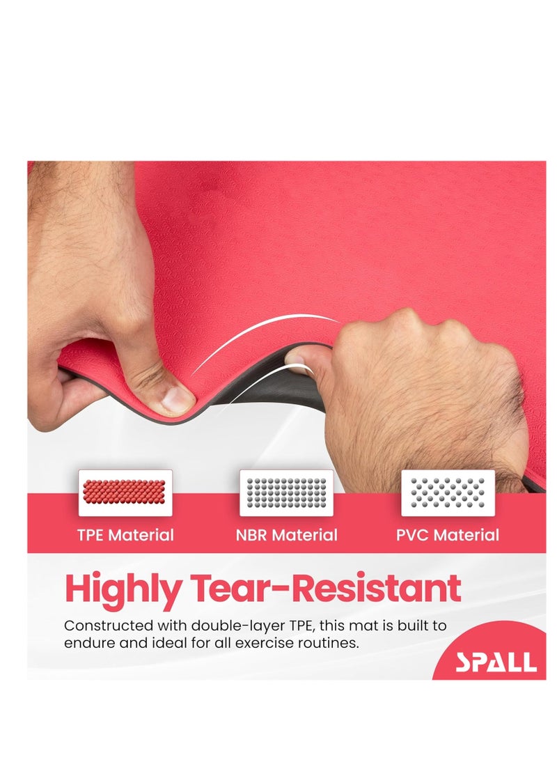 سبال بساط اليوغا للتمرين، بساط غير قابل للانزلاق مع خطوط موضعية وسطح نسيج TPE صديق للبيئة ومقاوم للعرق ومضاد للتمزق، مثالي لليوجا والبيلاتيس والتمارين المناسبة للرجال والنساء - Image 4