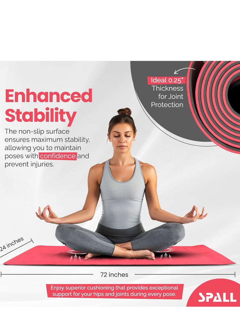 سبال بساط اليوغا للتمرين، بساط غير قابل للانزلاق مع خطوط موضعية وسطح نسيج TPE صديق للبيئة ومقاوم للعرق ومضاد للتمزق، مثالي لليوجا والبيلاتيس والتمارين المناسبة للرجال والنساء - Image 2