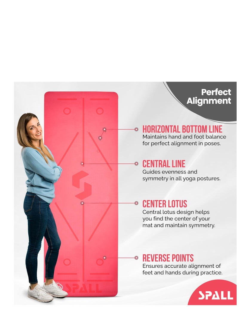 سبال بساط اليوغا للتمرين، بساط غير قابل للانزلاق مع خطوط موضعية وسطح نسيج TPE صديق للبيئة ومقاوم للعرق ومضاد للتمزق، مثالي لليوجا والبيلاتيس والتمارين المناسبة للرجال والنساء - Image 3
