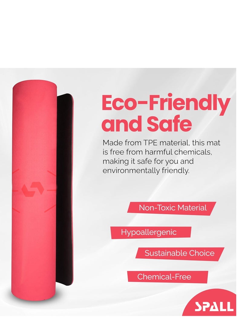 سبال بساط اليوغا للتمرين، بساط غير قابل للانزلاق مع خطوط موضعية وسطح نسيج TPE صديق للبيئة ومقاوم للعرق ومضاد للتمزق، مثالي لليوجا والبيلاتيس والتمارين المناسبة للرجال والنساء - Image 5