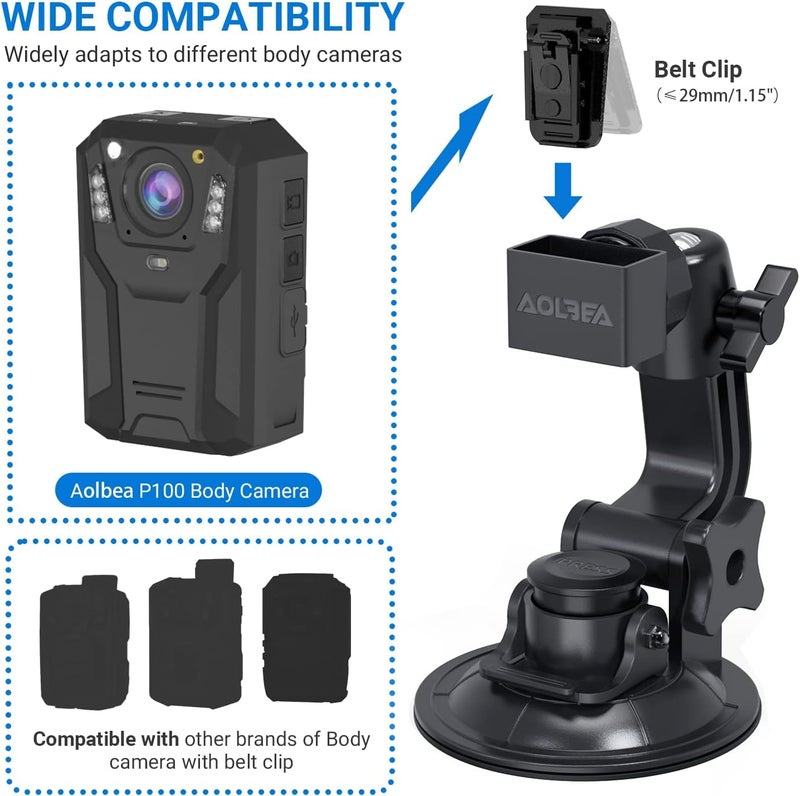 Aolbea Body Camera Suction Cup Mount with Easy Remove Washable Reuable Magic Sticky Gel Pad for P100 and Widely Compatible with Other Body Camera Perfect for Car Windshield, Window, Glass, Dashboard - Image 4