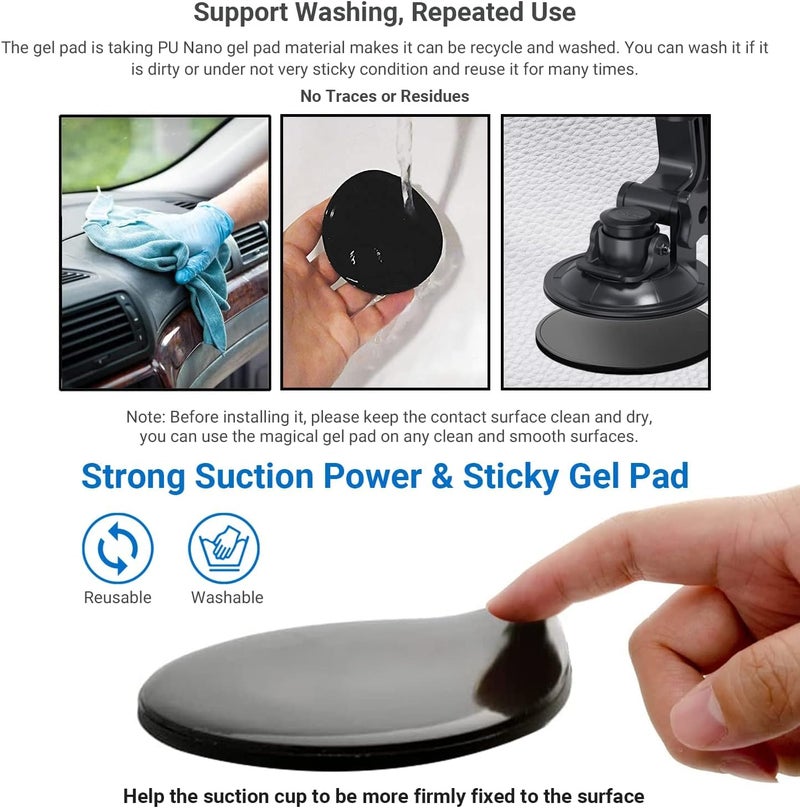 Aolbea Body Camera Suction Cup Mount with Easy Remove Washable Reuable Magic Sticky Gel Pad for P100 and Widely Compatible with Other Body Camera Perfect for Car Windshield, Window, Glass, Dashboard - Image 5