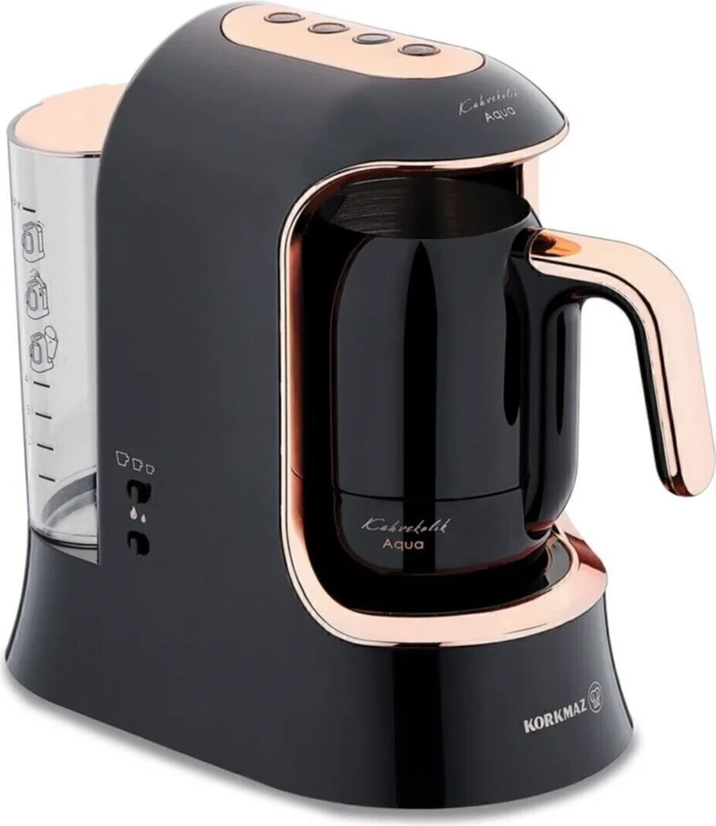 كوركماز Kahvekolik Deluxe Aqua BlackRosagold Coffee Machine