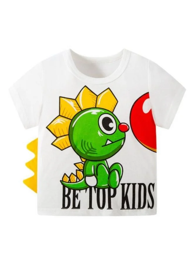 YUNIQEE White Printed Short Sleeve Crew Neck T-Shirt