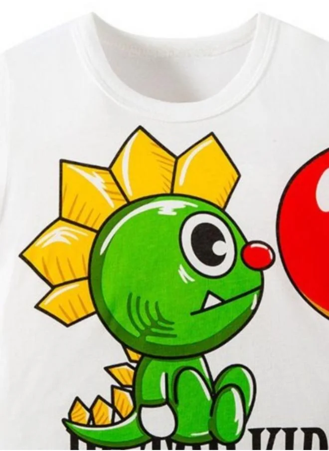 YUNIQEE White Printed Short Sleeve Crew Neck T-Shirt