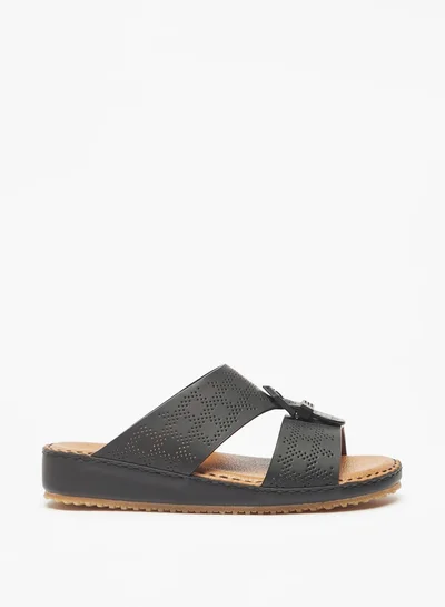 DUCHINI Boys Leather Slip-On Arabic Sandals With Buckle Detail