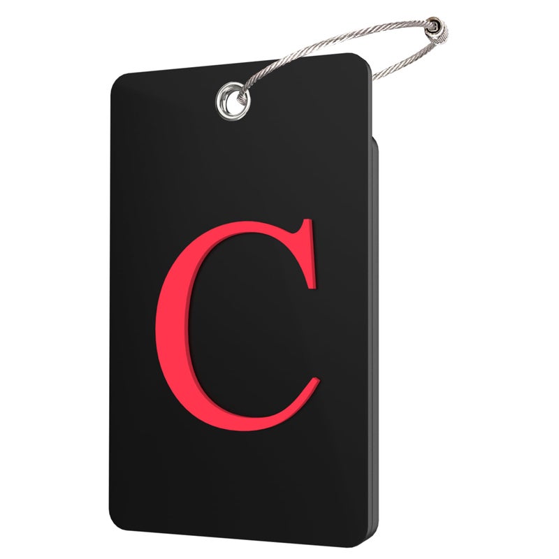 Gostwo 2 Pack Luggage Tags for Suitcases 26 Initial Letter Travel Luggage Baggage Identification Labels ID Tag Fully Bendable Tags with Stainless Steel Loop Black Letter C - Image 3
