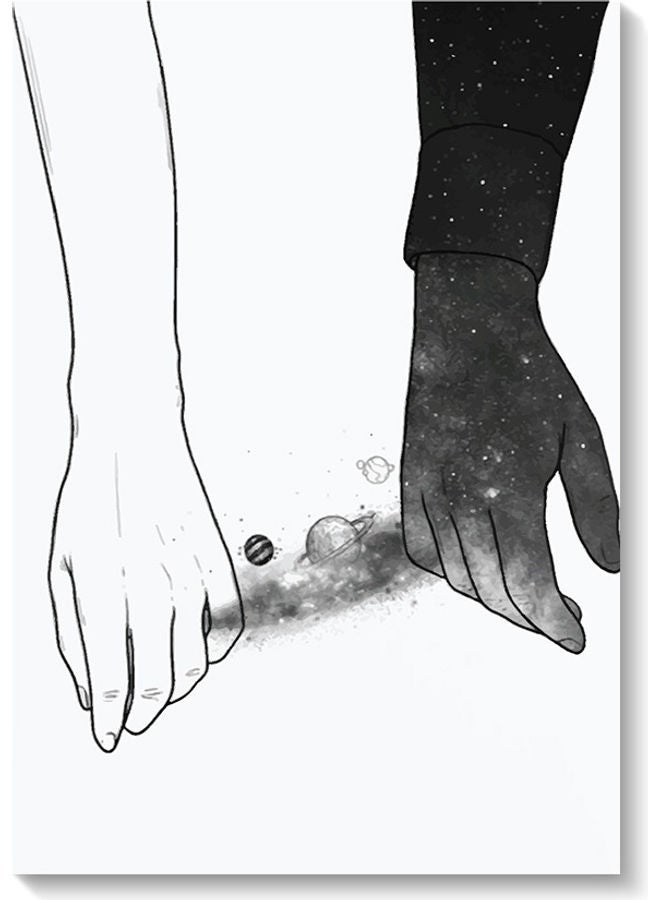 RYN Hands Space Themed Wall Painting White/Black 40x60cm - Image 2