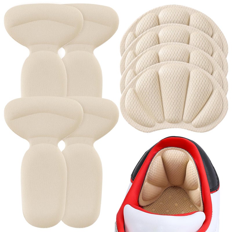 SUMBLIME Adhesive Heel Cushion Pads for Loose Shoes, Too Big Boots, Back of Heel Grips Inserts for Women Men, Heel Guards Liners for Improving Shoe Fit, 4pcs-Beige+4pcs-Beige - Image 1