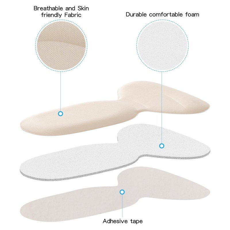 SUMBLIME Adhesive Heel Cushion Pads for Loose Shoes, Too Big Boots, Back of Heel Grips Inserts for Women Men, Heel Guards Liners for Improving Shoe Fit, 4pcs-Beige+4pcs-Beige - Image 3