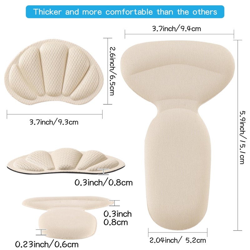 SUMBLIME Adhesive Heel Cushion Pads for Loose Shoes, Too Big Boots, Back of Heel Grips Inserts for Women Men, Heel Guards Liners for Improving Shoe Fit, 4pcs-Beige+4pcs-Beige - Image 5