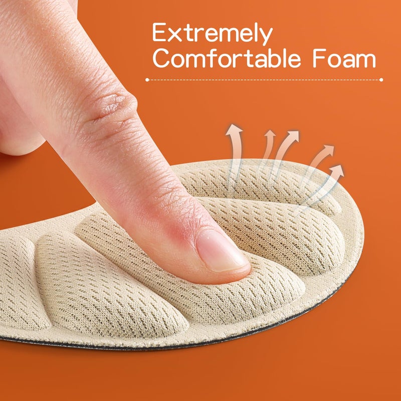 SUMBLIME Adhesive Heel Cushion Pads for Loose Shoes, Too Big Boots, Back of Heel Grips Inserts for Women Men, Heel Guards Liners for Improving Shoe Fit, 4pcs-Beige+4pcs-Beige - Image 4