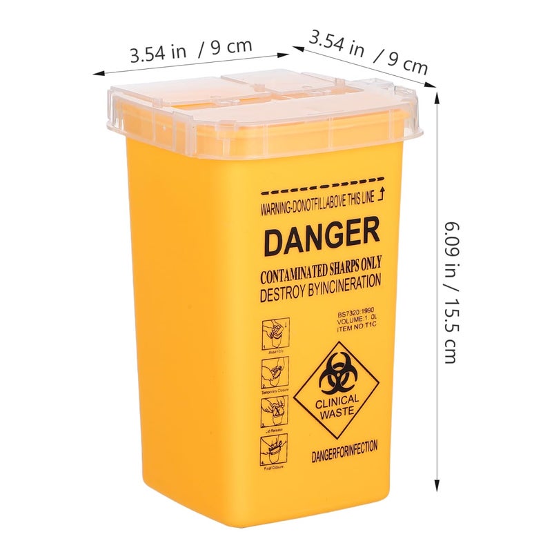 Healifty Sharps Bin Sharps Box for Needles 1L 1000ml Travel Sharps Bin Small Sharps Bin with Safe Lock Sharps Containers Needle Destruction for Tattoo Medical Disposal Biohazard Needle - Image 4