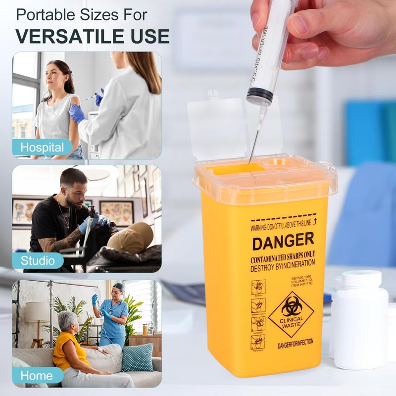 Healifty Sharps Bin Sharps Box for Needles 1L 1000ml Travel Sharps Bin Small Sharps Bin with Safe Lock Sharps Containers Needle Destruction for Tattoo Medical Disposal Biohazard Needle - Image 5