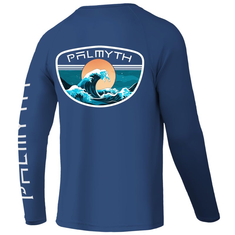 Palmyth Fishing Shirts for Men Long Sleeve UPF 50 T Shirt Sun Protection Tee Dark BlueTidal XL - Image 2