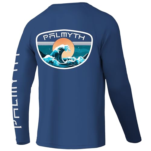 Palmyth Fishing Shirts for Men Long Sleeve UPF 50 T Shirt Sun Protection Tee Dark BlueTidal XL - Image 1