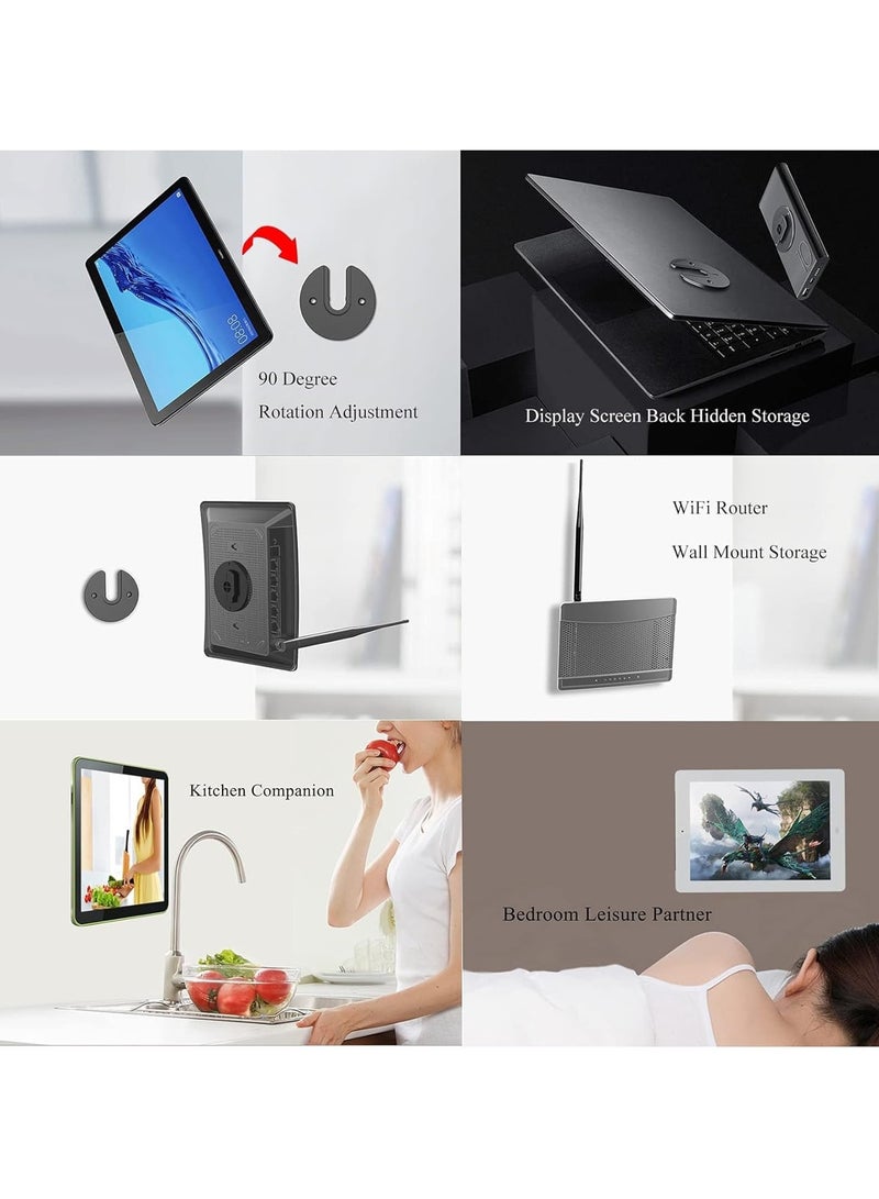 erorex Universal Tablet Wall Mount Base, Adjustable 90 Degree Swivel Tablet Stand, Universal Electronic Device Wall Mount Storage for Most Tablet Computer/E-reader/Router (Black) - Image 2