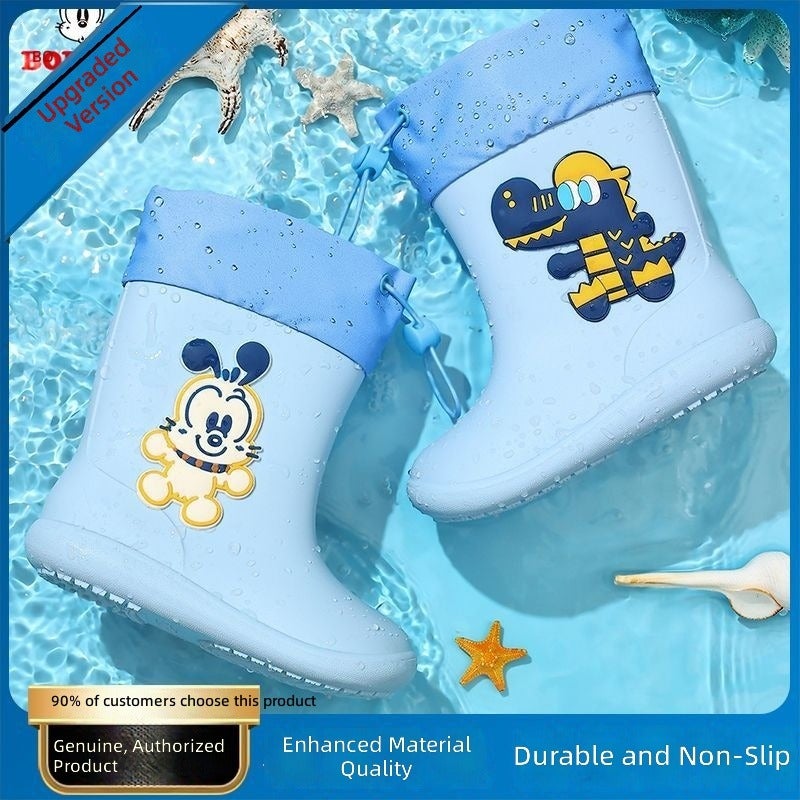 BOBDOG Kids Rain Boots Anti-Slip Boys Girls Rain Shoes Waterproof PVC Low-Top School Rain Boots for Children
