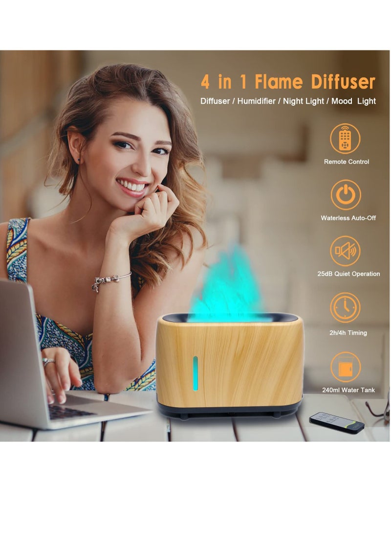 SYOSI مرطب هواء زيوت عطرية بتصميم لهب، 7 ألوان لهب موزع روائح الهواء بالعلاج بالروائح بدون ماء مع توقف تلقائي، موزع زيوت عطرية مستوحى من النار للمنزل، المكتب، غرفة النوم بتصميم خشبي - Image 2