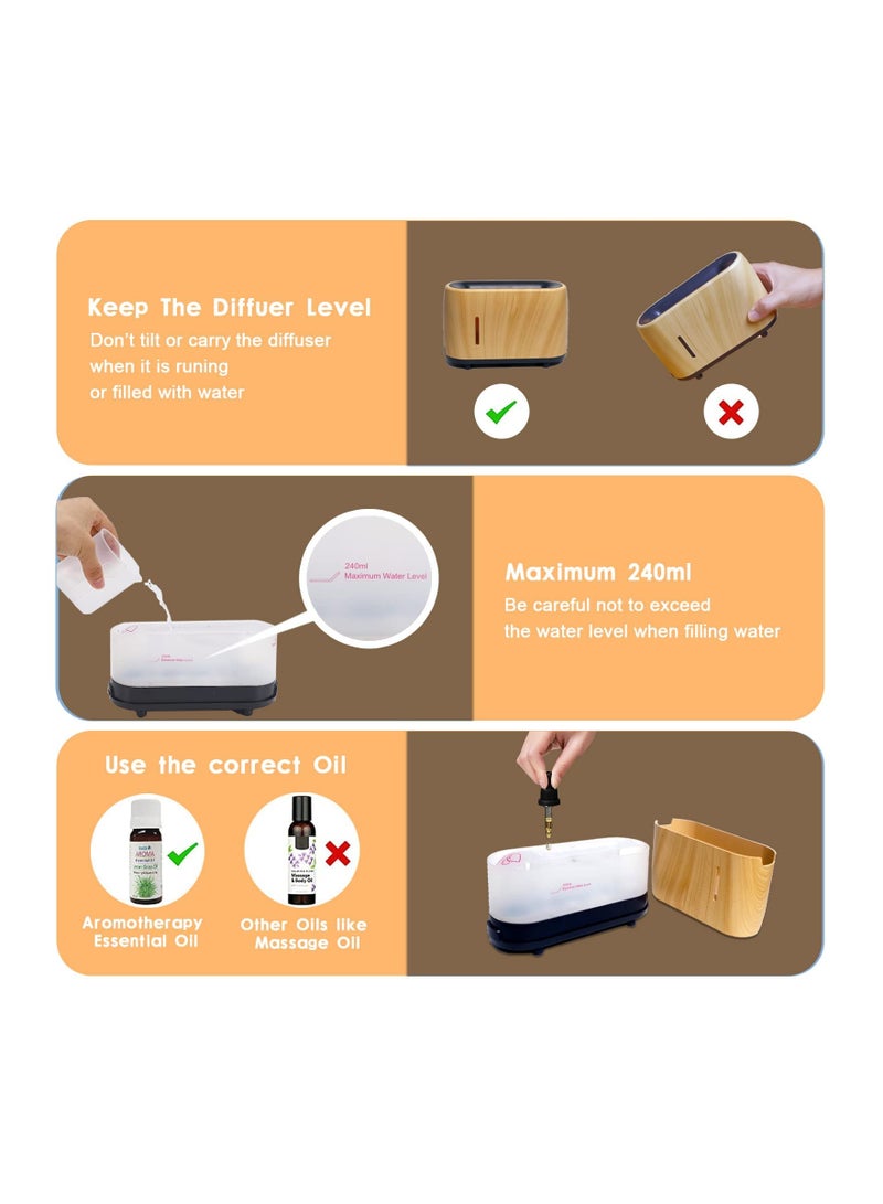 SYOSI مرطب هواء زيوت عطرية بتصميم لهب، 7 ألوان لهب موزع روائح الهواء بالعلاج بالروائح بدون ماء مع توقف تلقائي، موزع زيوت عطرية مستوحى من النار للمنزل، المكتب، غرفة النوم بتصميم خشبي - Image 5