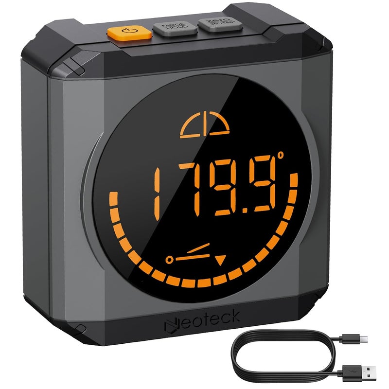 Neoteck Digital Angle Finder LED Rechargeable Level Box Protractor Bevel Gauge Inclinometer with Magnetic Base IP54 Waterproof for Woodworking Home Decoration - Image 1